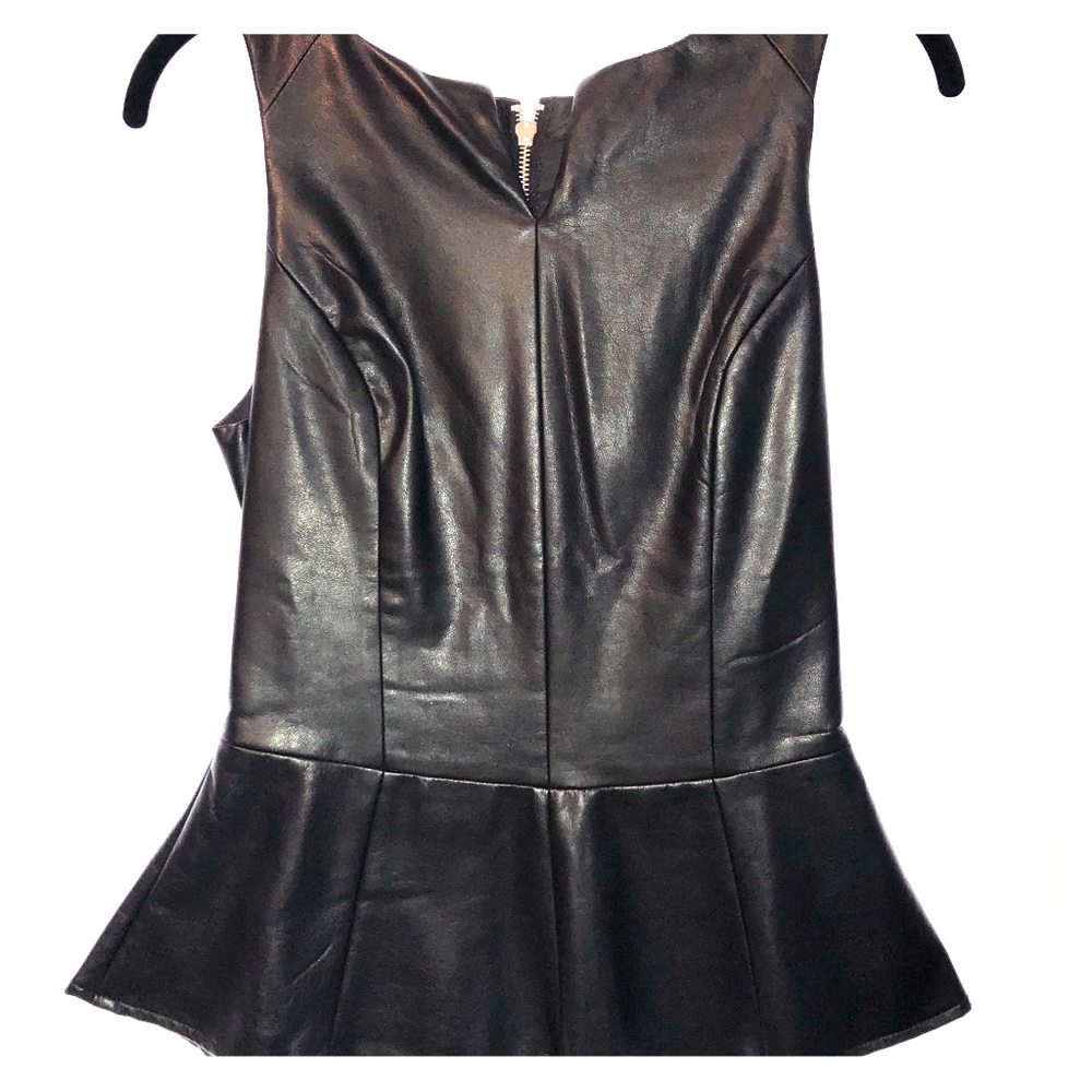 Black pleather peplum top - worn once